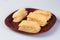 Baked butter cheese puffs in a melamine plate