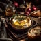 Baked camembert with garlic and rosemary warm vibrant light country kitchen