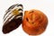 Baked cinnamon swirl puff roll sweetened with honey and raisins and filled with custard cream and chocolate cake roll Swiss roll,