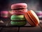 Baked colored macaroon pastry cookies macarons. Generative Ai