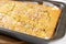 Baked Cornbread with Spinach in the baking tray