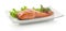 Baked fillet of trout with lettuce and basil