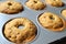 Baked fruit sponge cakes in a mini kugelhopf baking tray detail Recipe sequence