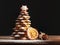 Baked gingerbread christmas tree on wooden background