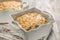 Baked gratin casserole chicken with mushrooms with cheese