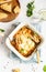 Baked gratin with chicken, vegetables in a tomato sauce with cheese.