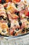 baked ham rolls filled with chicken meat and black olives