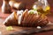 Baked hasselback potatoes with sour cream