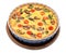 Baked homemade quiche pie in ceramic baking form