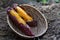 Baked Japanese sweet potato in basket