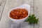 Baked kidney with tomato sauce