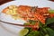 Baked Lobster on a white plate ,Luxury Seafood, Selective Focus of food