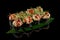 Baked makizushi roll with tuna, cream cheese, cucumber, unagi sauce