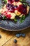 Baked pangasius fish with blueberries