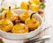 Baked Pattypan squash , stuffed with cheese