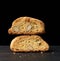 Baked piece Italian almond biscotti, cantuccini cookies