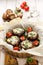 Baked Portobello mushrooms stuffed with cheese and vegetables. Delicious and nutritious vegetarian dish with organic products