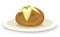 Baked potato with butter on a plate - vector