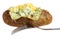 Baked potato with fork isolated