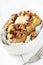 Baked potato with fried chanterelles