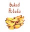 Baked Potato watercolor illustration. Fast food