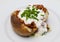 Baked Potatoe with Beans, Cottage Cheese and Chives