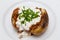 Baked Potatoe with Beans, Cottage Cheese and Chives