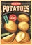 Baked potatoes retro poster design.