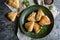 Baked rolls with sheep milk cheese filling