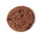 Baked round chocolate chip cookie isolated on a white background