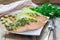 Baked salmon with macadamia-cilantro crust