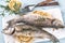 Baked sea bass with lemon and rosemary