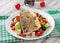 Baked seabass with Greek salad