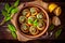 Baked snails with garlic top view. Generative AI, Generative, AI