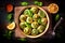 Baked snails with garlic top view. Generative AI, Generative, AI