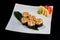 Baked Sushi Roll with perch, salmon and spicy scallops