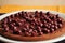 Baked tart for cake with sour cherries.