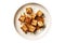 Baked Tofu On White Plate, On White Background