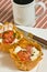 Baked tomato, egg and mozzarella in phyllo cups, paleo diet