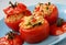 Baked tomato with rice and vegetable