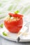 Baked tomato stuffed with couscous and feta