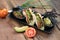 Baked tortillas with black beans, tomato, cilantro, red onion, avocado and assorted spices served with avocado dip