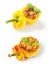 Baked and unbaked yellow peppers comparison