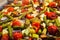 Baked vegetables on a baking tray. Healthy eating concept