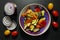 Baked vegetables in a bowl. healthy vegetarian meal