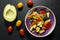 Baked vegetables in a bowl. healthy vegetarian meal