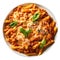 Baked Ziti Italy European Cuisine. On A White Plate