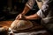 A baker carefully shaping artisanal bread loaves, showcasing the artistry and precision involved in the baking process. Generative