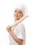 Baker / Chef woman holding baking rolling pin