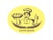 Baker with fresh bread showing thumbs up, bakery badge or label vintage style vector illustration with wheat ears